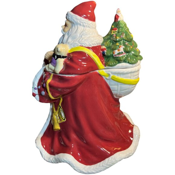 SPODE "Christmas Tree" Santa Handpainted Ceramic COOKIE JAR Holiday 10.75" tall - Picture 4 of 16